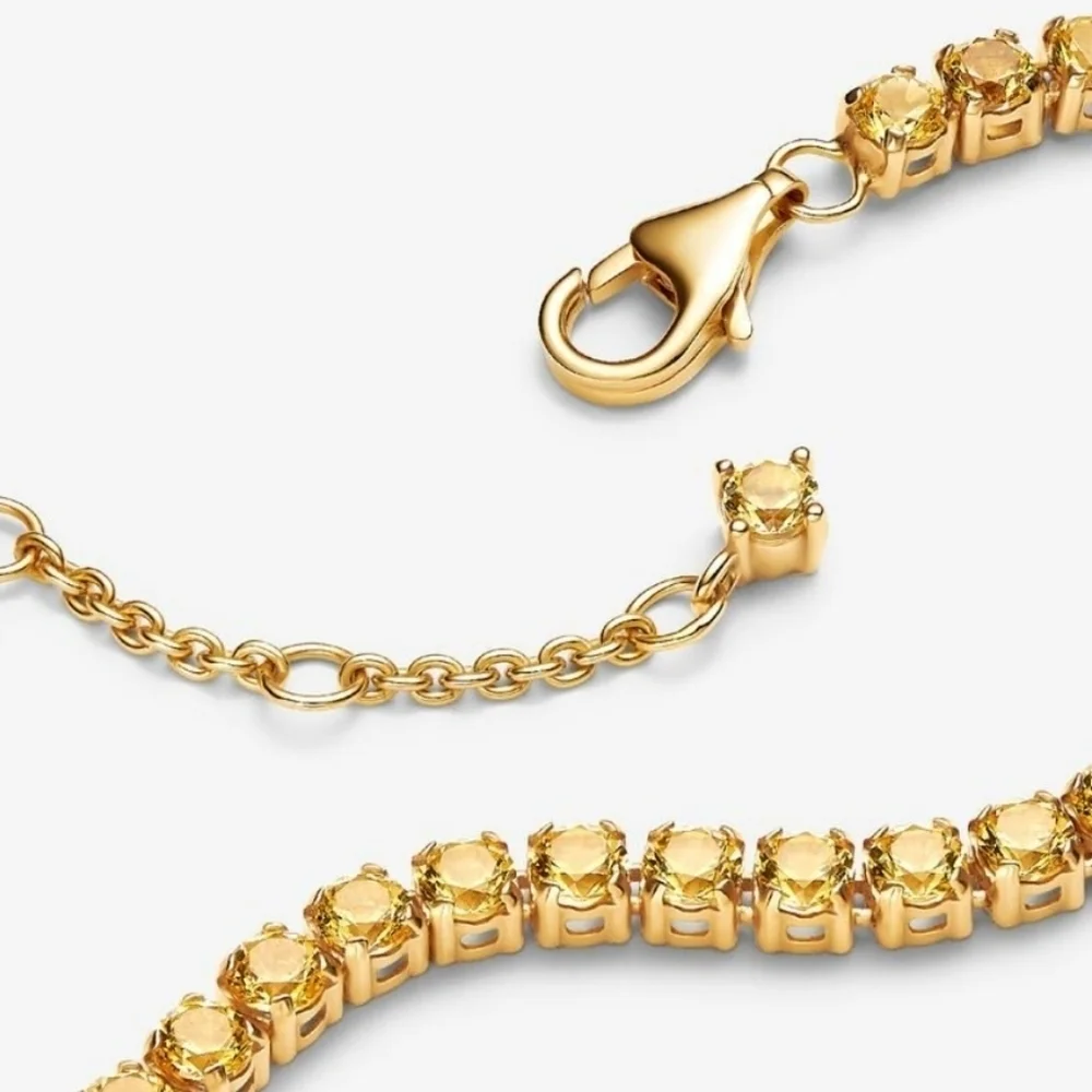Pandora Sparkling Yellow Tennis Bracelet 14k gold plating - Picture 2 of 7